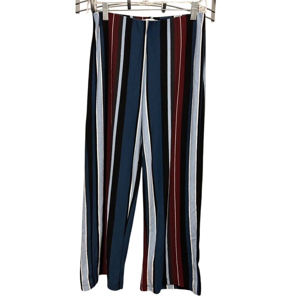 Urban Outfitters Pants Womens Small Vertical Striped Wide Leg Knit Cropped Retro